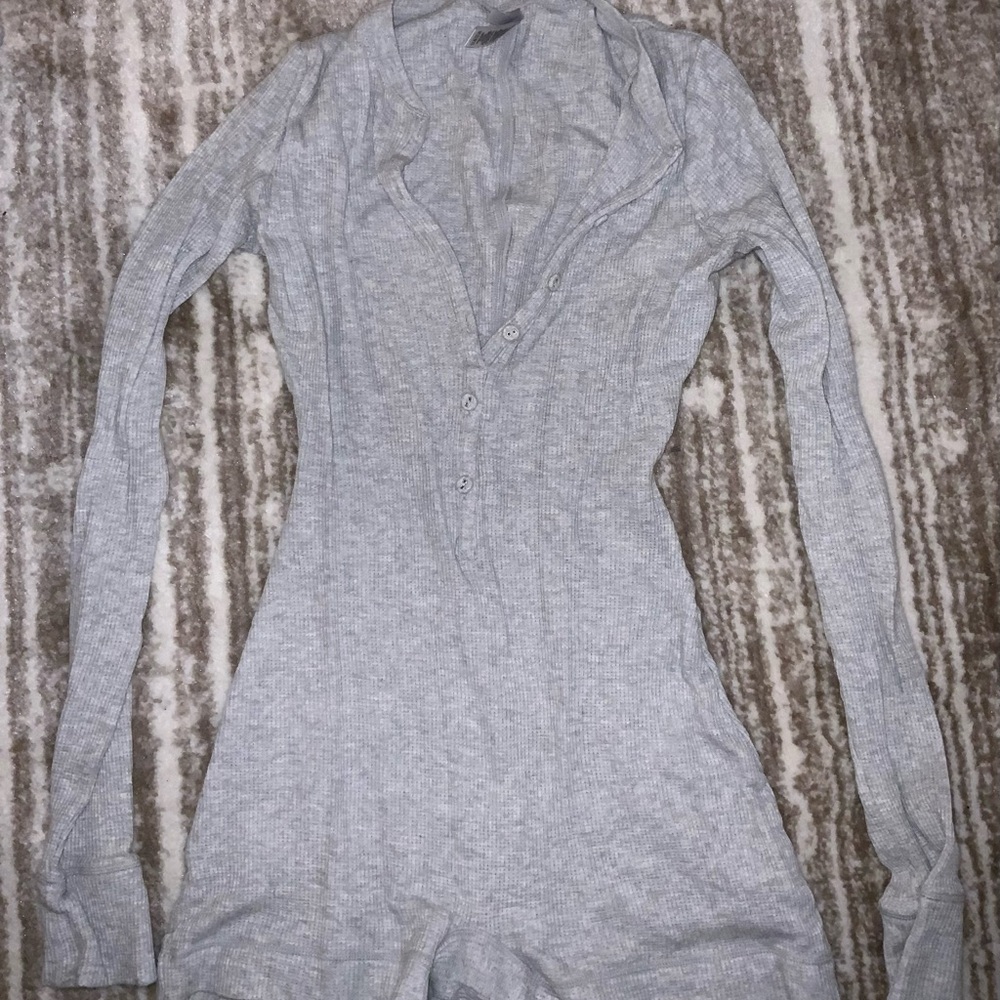SKIMS Gray Long Sleeve Pajama Onesie